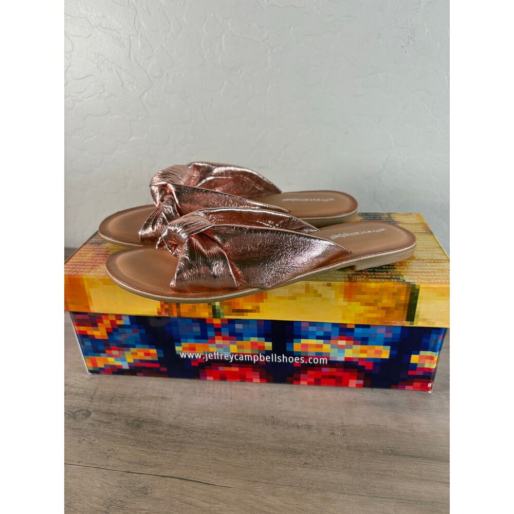 Jeffrey‎ Campbell Zocalo Rose Gold Knot Leather Slide Sandal Size 6 New!